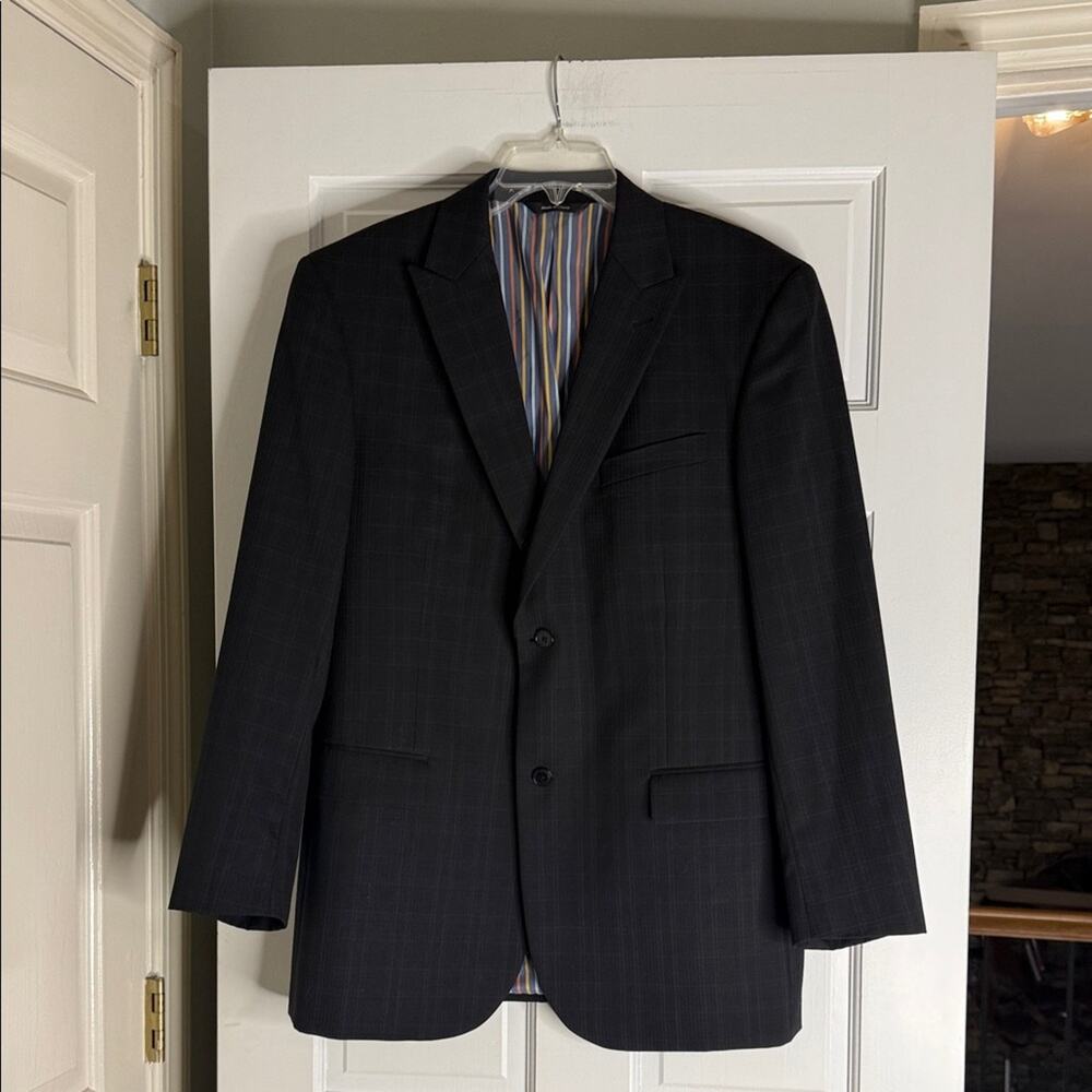 COOGI Men's Dark Charcoal Plaid Two-Button Sport Coat 42R. Coogi luxe